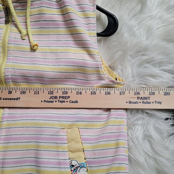 Vintage Snoopy Kids Hooded Reversible Vest Yellow 7/8 Full Zip RARE - Picture 8 of 9